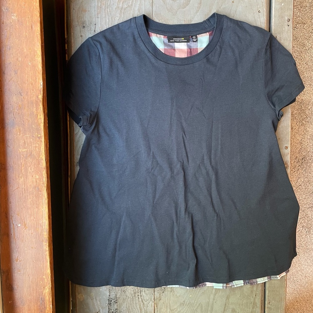 Kate Spade Saturday plaid detail Tee | size M